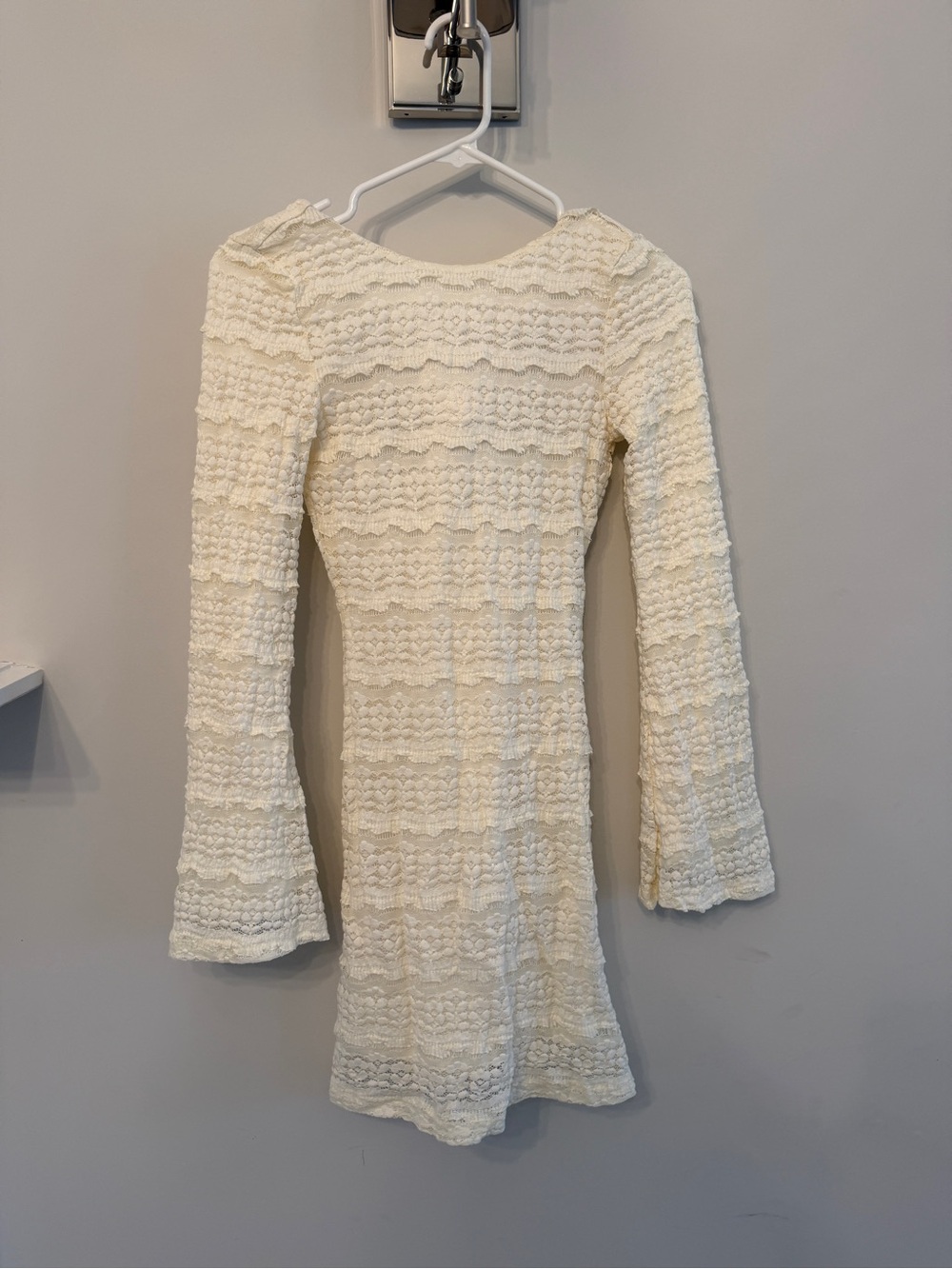 Altar'd State Cream Lace Long-Sleeve Kids Dress